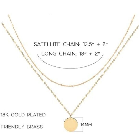 Gold Layered Necklaces Set of two chains, Dainty Everyday Minimalist Necklace - Picture 3 of 7